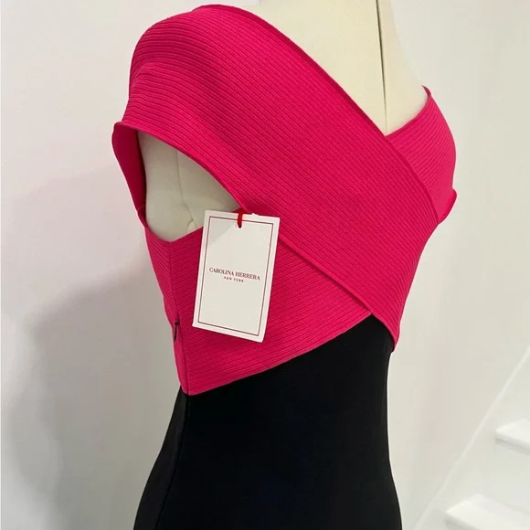 Carolina Herrera Colorblock Knit Midi Dress